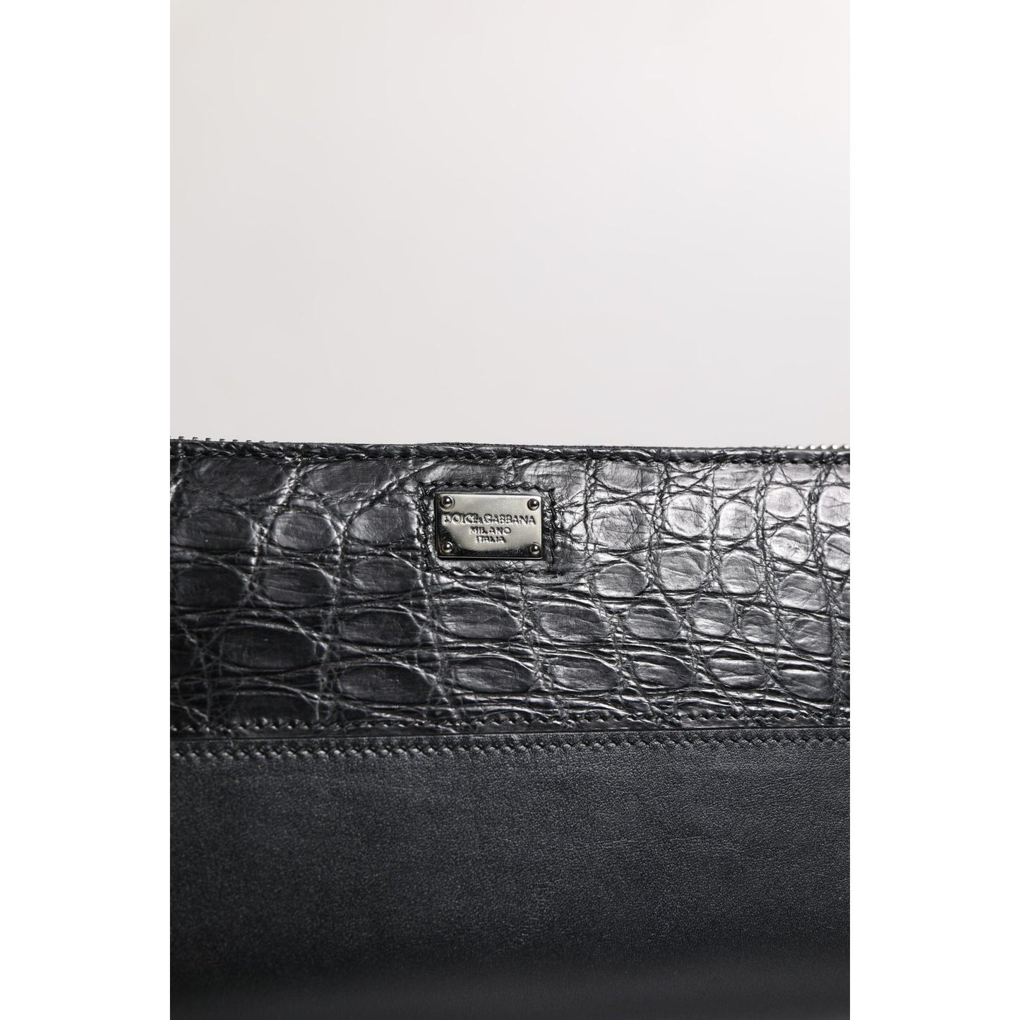 Dolce & Gabbana Black Leather Logo Plaque Zip Around Continental Wallet