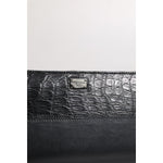 Dolce & Gabbana Black Leather Logo Plaque Zip Around Continental Wallet