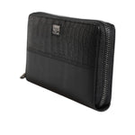 Dolce & Gabbana Black Leather Logo Plaque Zip Around Continental Wallet