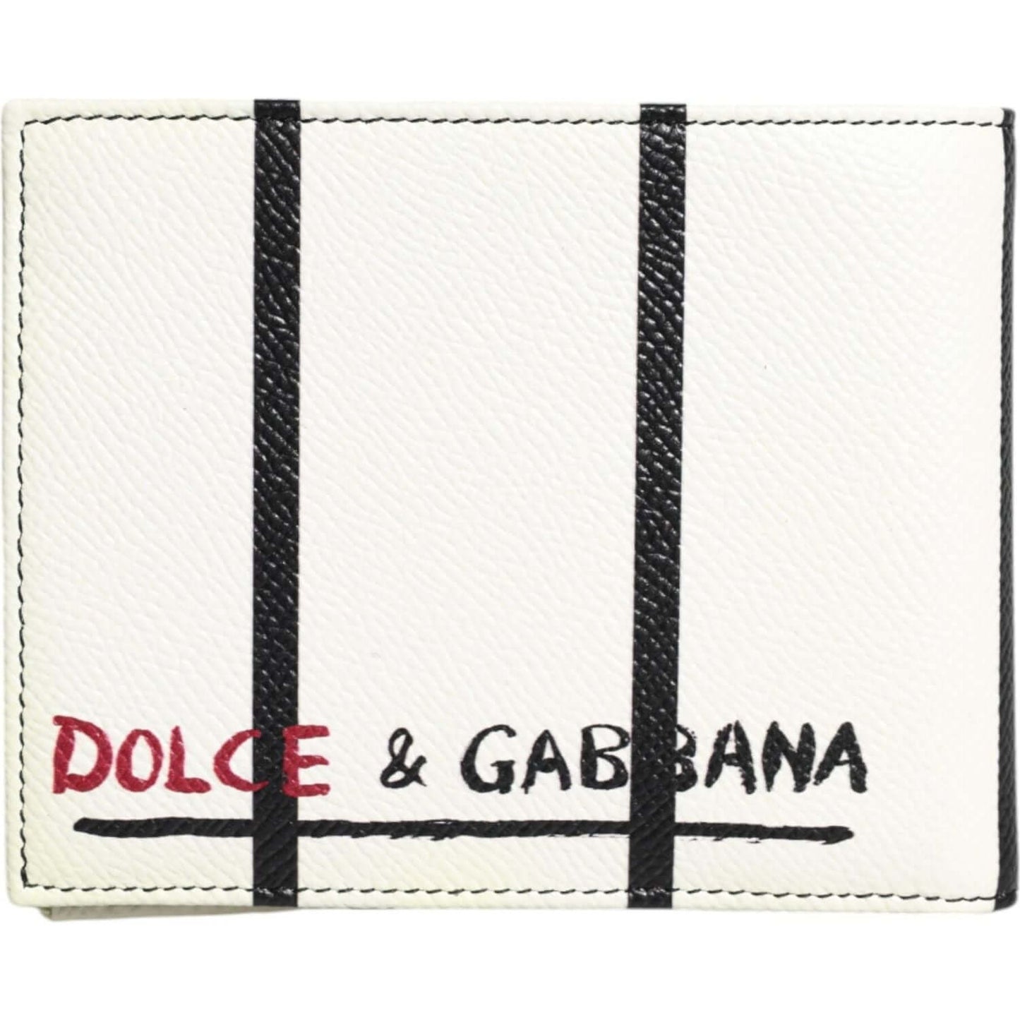 Dolce & Gabbana White Leather DG Crown Royals Bifold Card Holder Wallet BAG4626