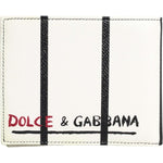 Dolce & Gabbana White Leather DG Crown Royals Bifold Card Holder Wallet BAG4626