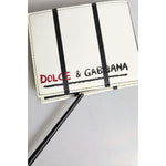Dolce & Gabbana White Leather DG Crown Royals Bifold Card Holder Wallet BAG4626