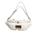 Dolce & Gabbana White Quilted Logo Plaque Belt Waist Fanny Pack Bag