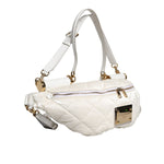 Dolce & Gabbana White Quilted Logo Plaque Belt Waist Fanny Pack Bag