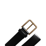 Dolce & Gabbana Black Leather DG Logo Plaque Buckle Belt BEL9318-90