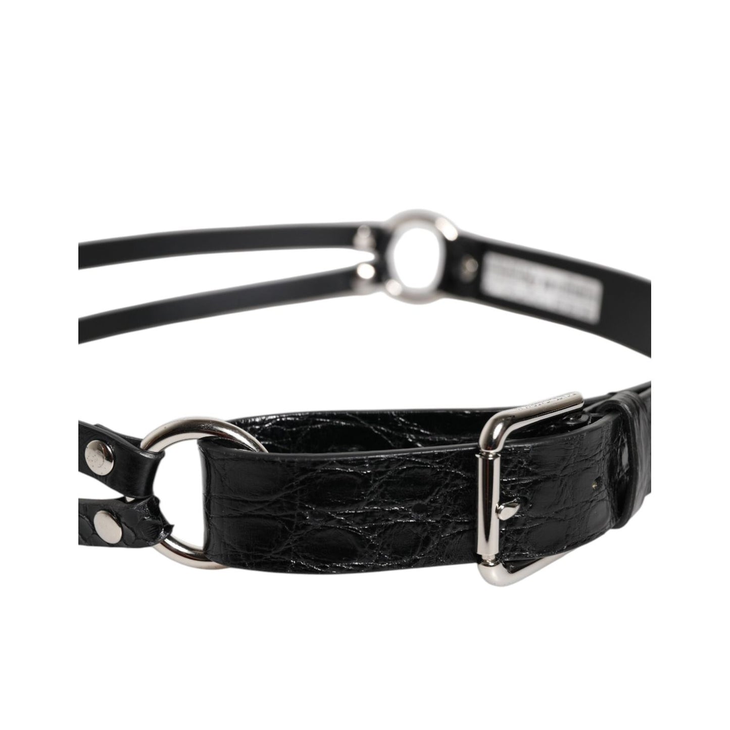 Dolce & Gabbana Black Exotic Leather Metal Logo Buckle Belt BEL9320-90