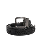 Dolce & Gabbana Black Exotic Leather Metal Logo Buckle Belt BEL9323-90