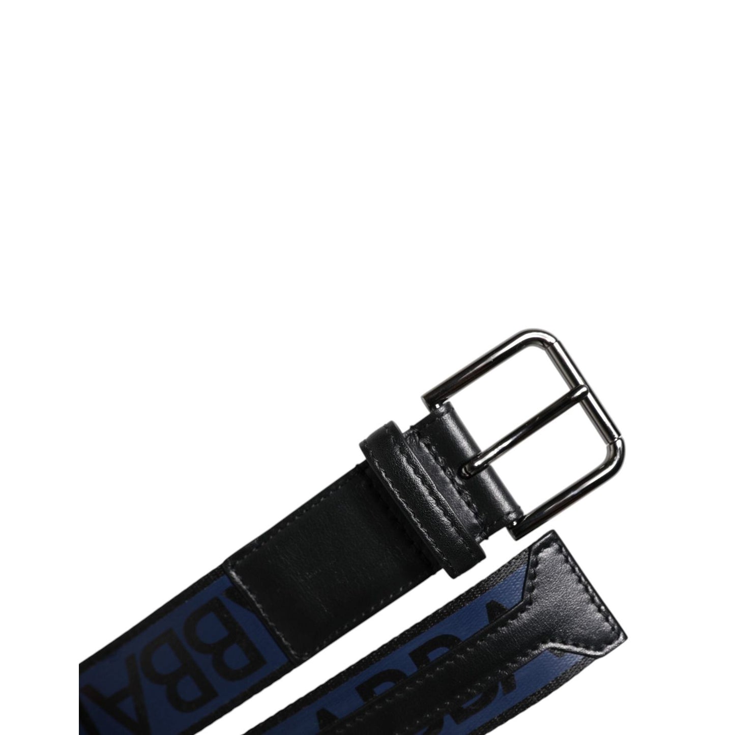 Dolce & Gabbana Black Blue Polyester Printed Metal Buckle Belt BEL9344-90