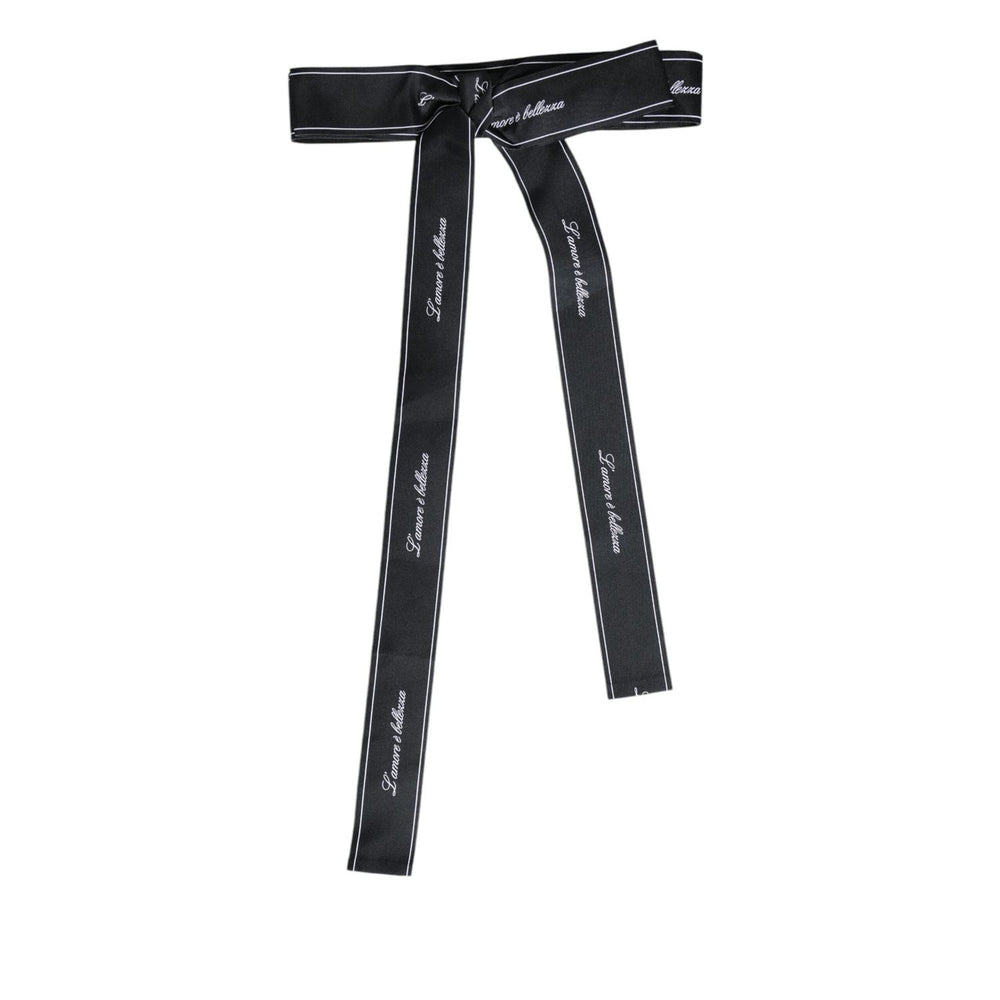 Dolce & Gabbana Black Waist Ribbon Wide Bow Logo Belt WMB465-40