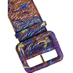Dolce & Gabbana Multicolor Floral Jacquard Lurex Wide Waist Buckle Belt WMB490-75