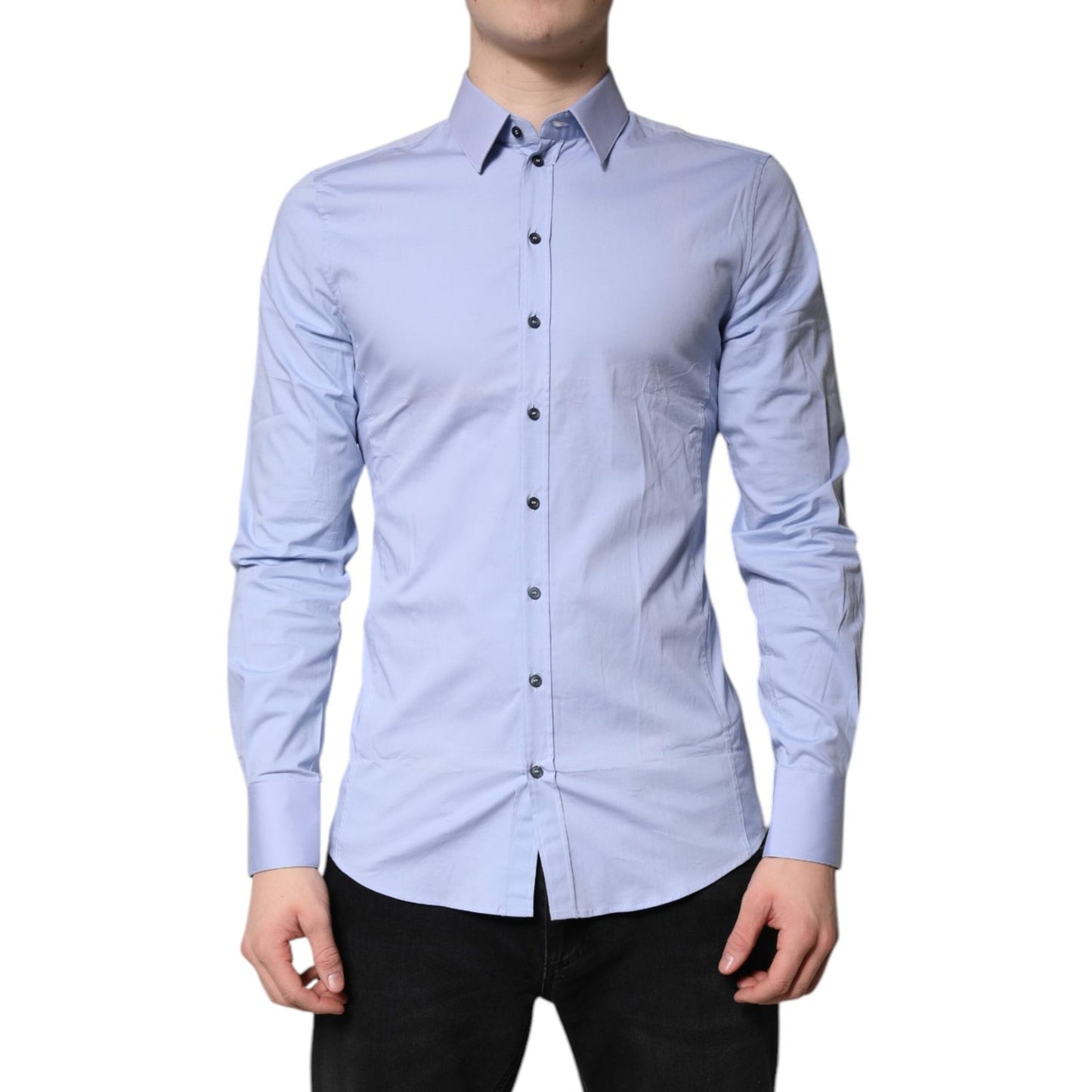 Dolce & Gabbana Light Blue Cotton SICILIA Dress Formal Shirt TSH878497-39