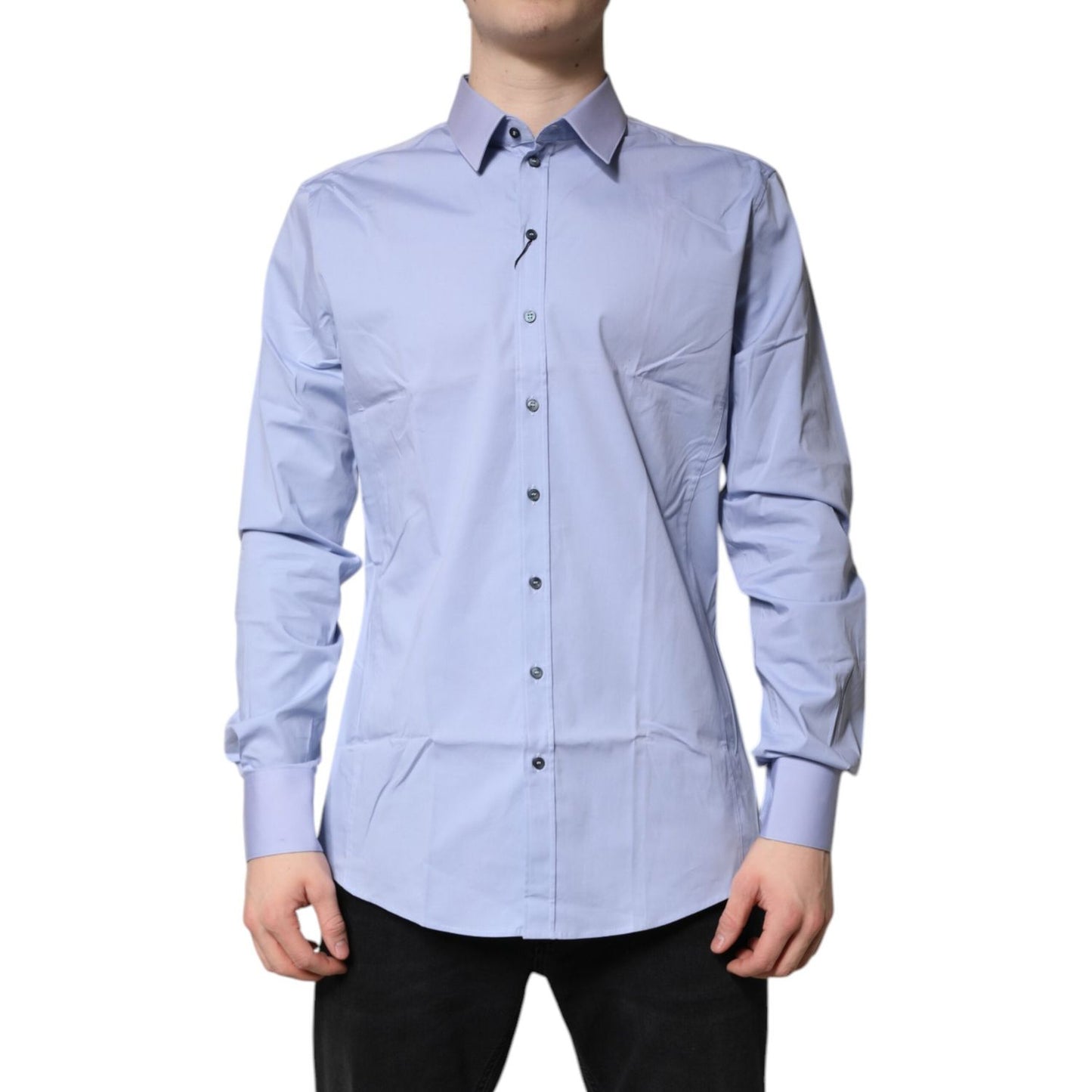 Dolce & Gabbana Light Blue Cotton SICILIA Dress Formal Shirt TSH878498-42