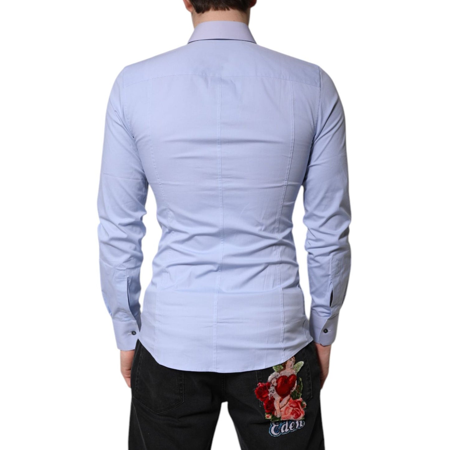 Dolce & Gabbana Light Blue Cotton SICILIA Dress Formal Shirt TSH878499-38