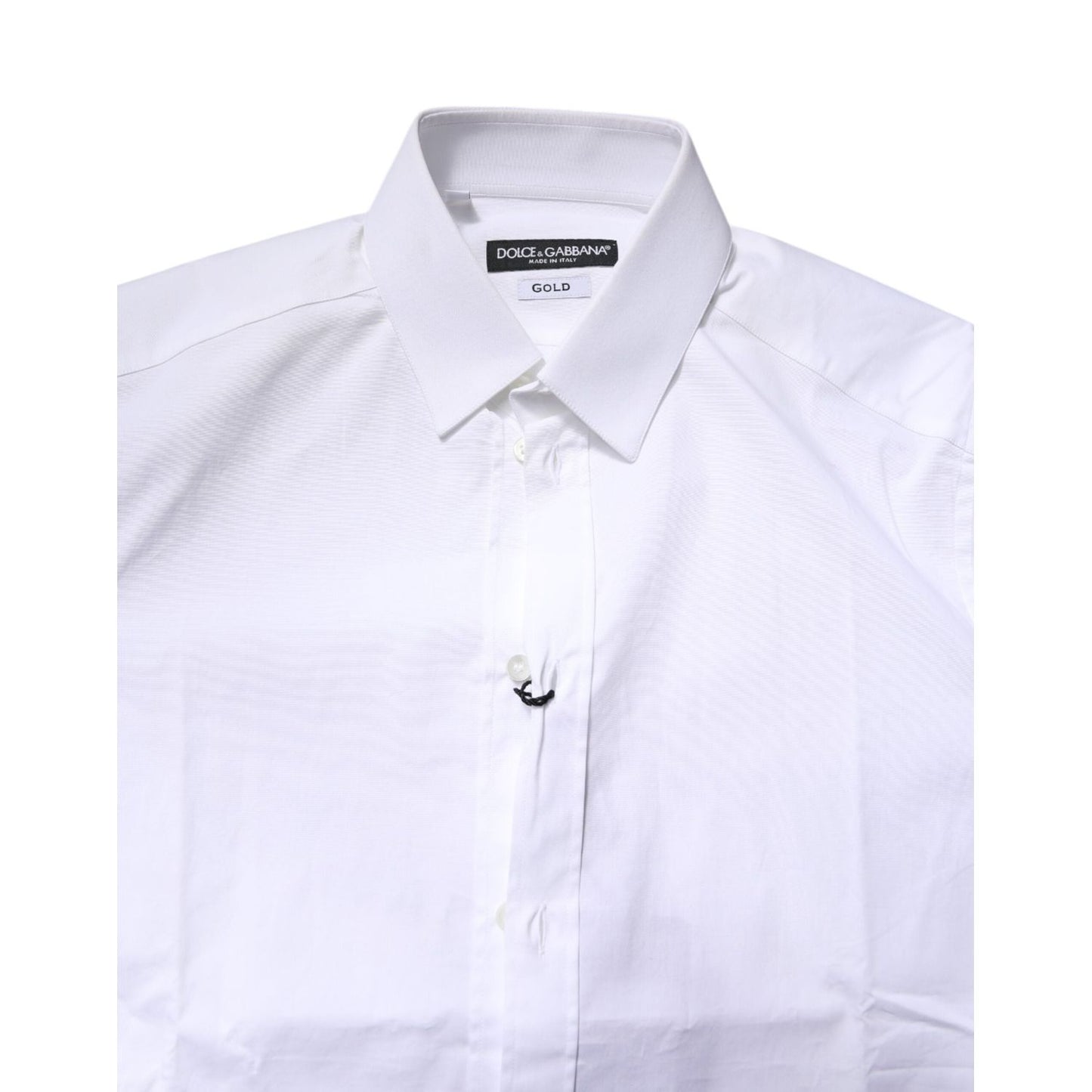 Dolce & Gabbana White Cotton Stretch GOLD Dress Formal Shirt