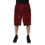 Dolce & Gabbana Red Leopard Print Viscose Bermuda Shorts PAN75015-44
