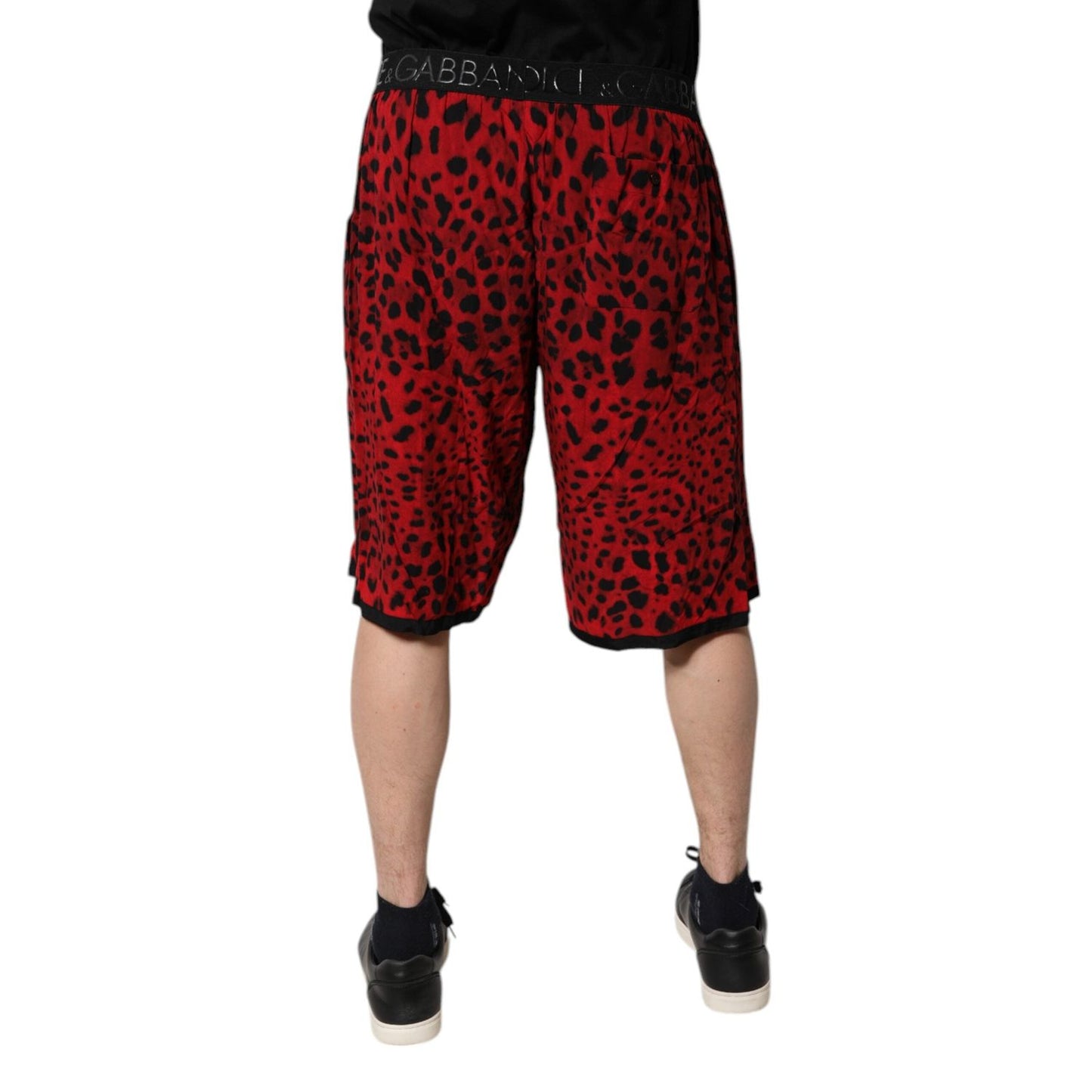 Dolce & Gabbana Red Leopard Print Viscose Bermuda Shorts PAN75015-44