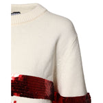 Dolce & Gabbana White Sequined Crew Neck Pullover Sweater TSH90321-42