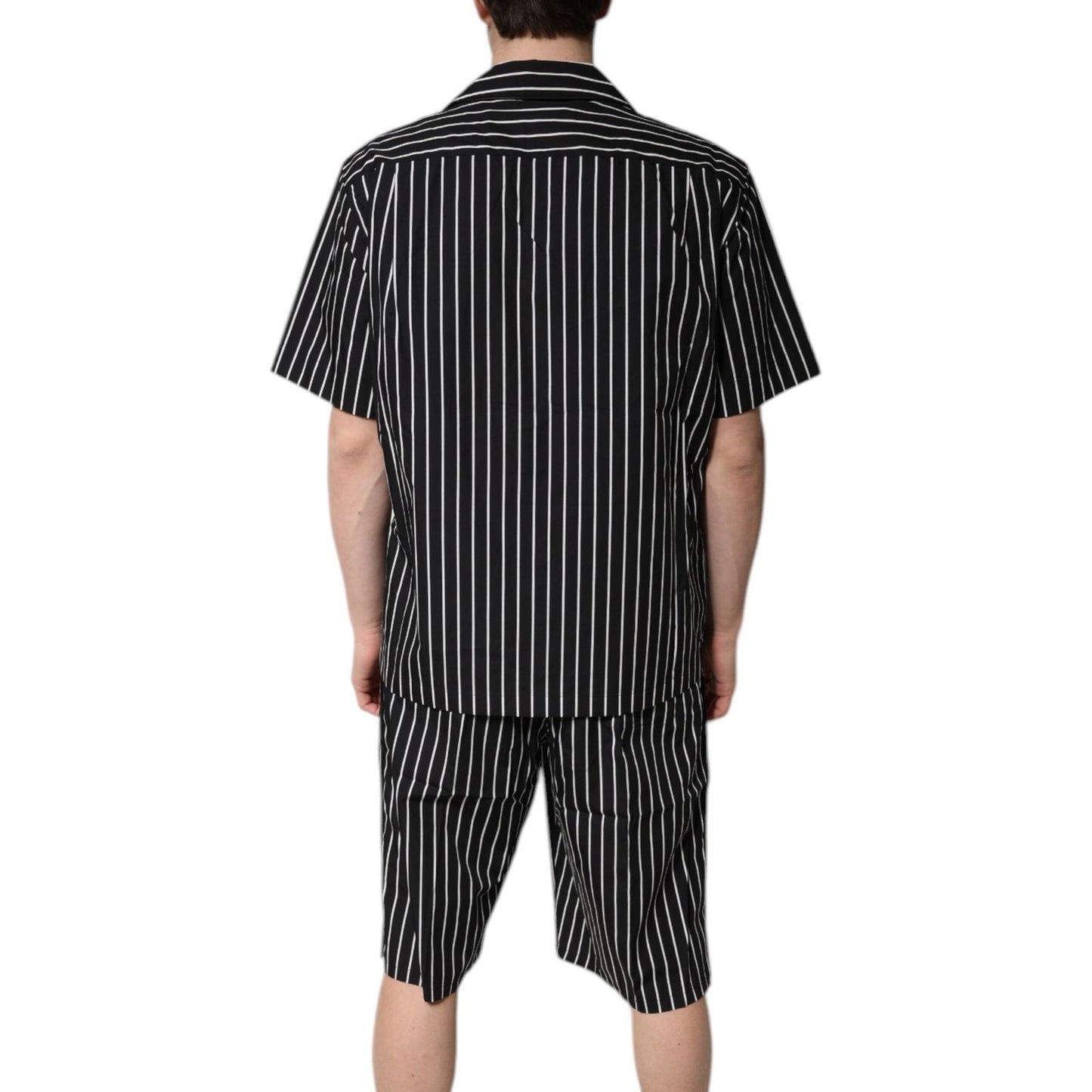 Dolce & Gabbana Black White Stripes Cotton Men Pajama Set Sleepwear KOS2284-38