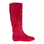 Dolce & Gabbana Pink Lamb Fur Leather Flat Boots SIG19166-1