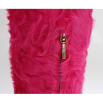 Dolce & Gabbana Pink Lamb Fur Leather Flat Boots SIG19166-1