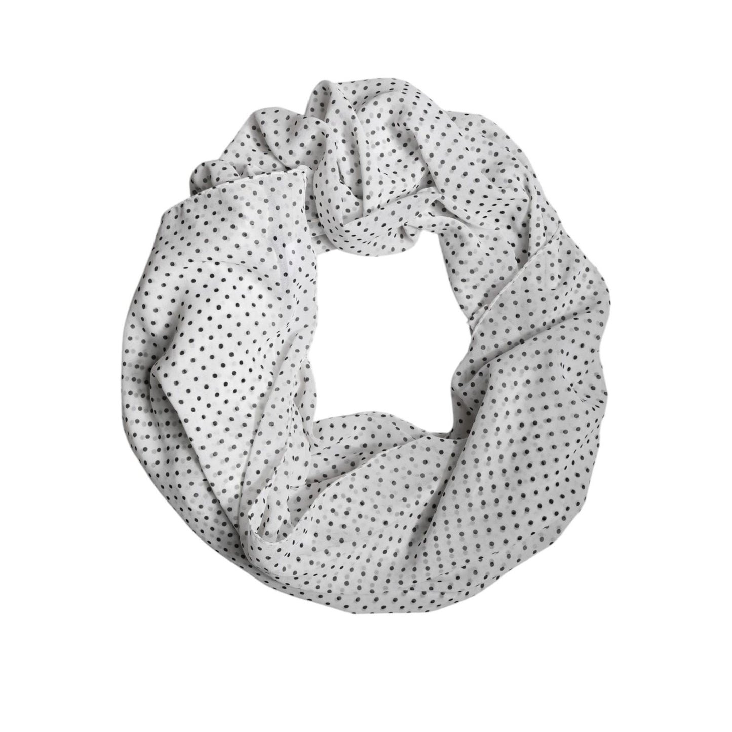 Dolce & Gabbana White Polka Dots Polyester Wrap Shawl Scarf MS7479