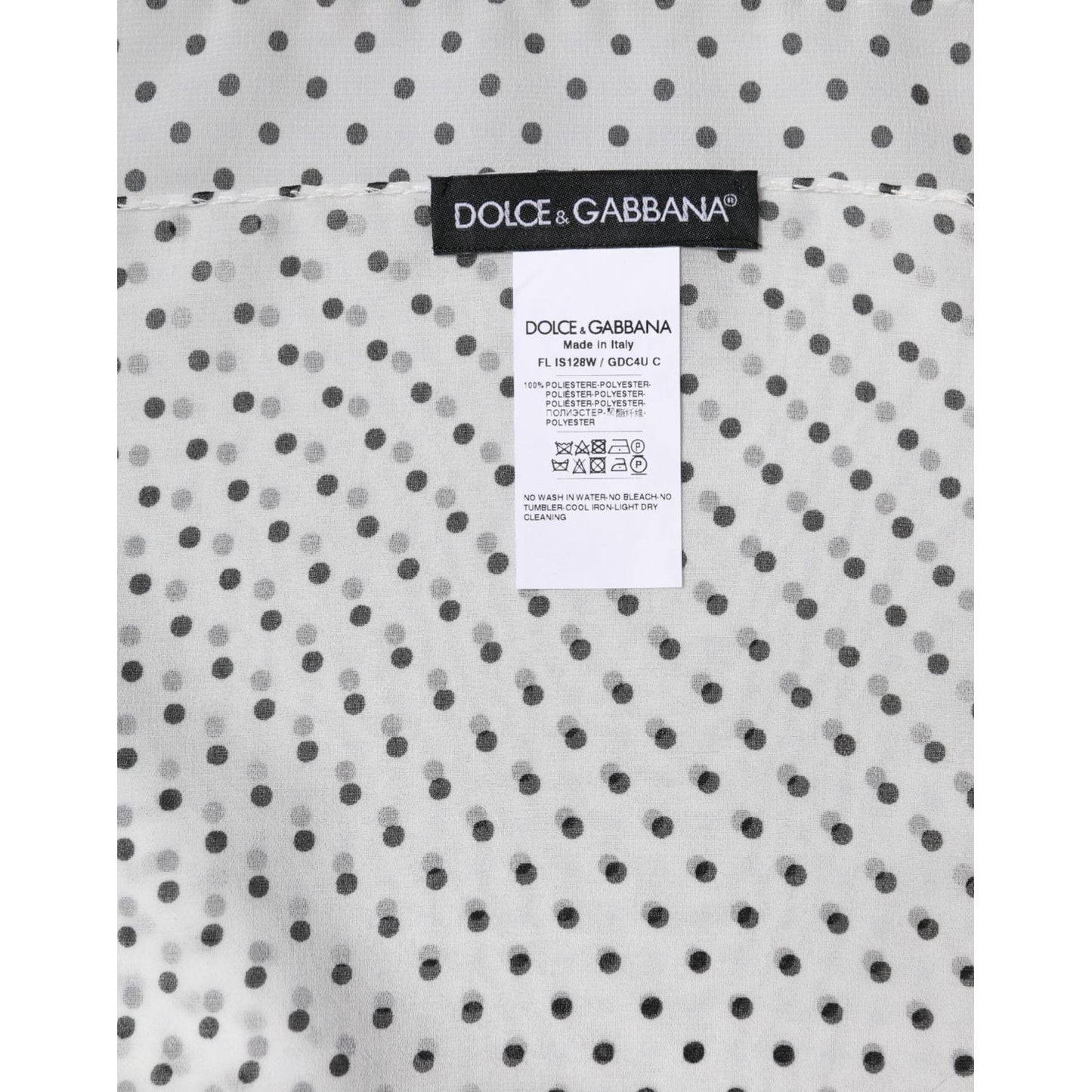 Dolce & Gabbana White Polka Dots Polyester Wrap Shawl Scarf MS7479
