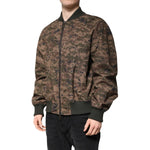 Dolce & Gabbana Brown Camouflage Bomber Full Zip Jacket JKT4123-56