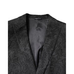Dolce & Gabbana Black Floral Jacquard Coat Jacket Blazer JKT4127-46