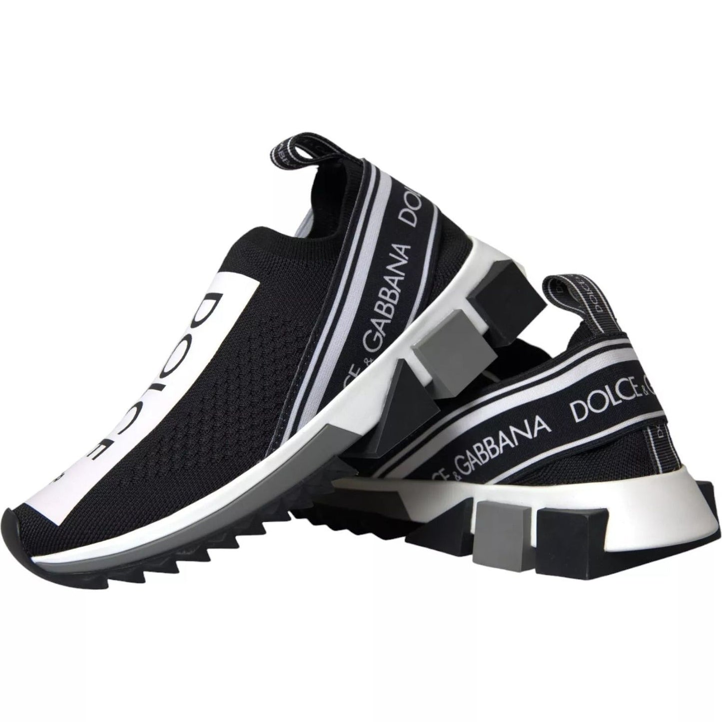 Dolce & Gabbana Black White Slip On Sorrento Sneakers Shoes LA10685-36