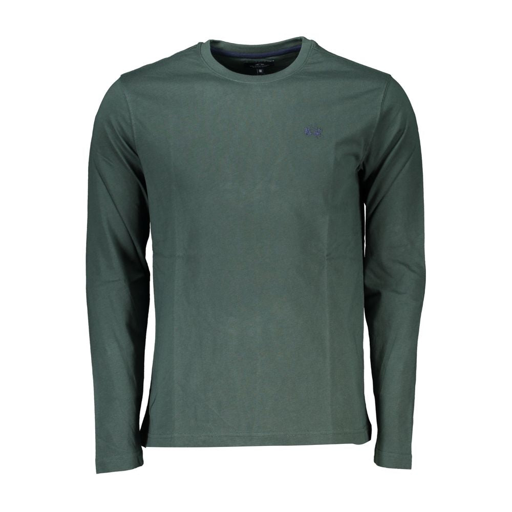 La Martina Elegant Crew Neck Green Tee with Embroidery LA-27008-XXL