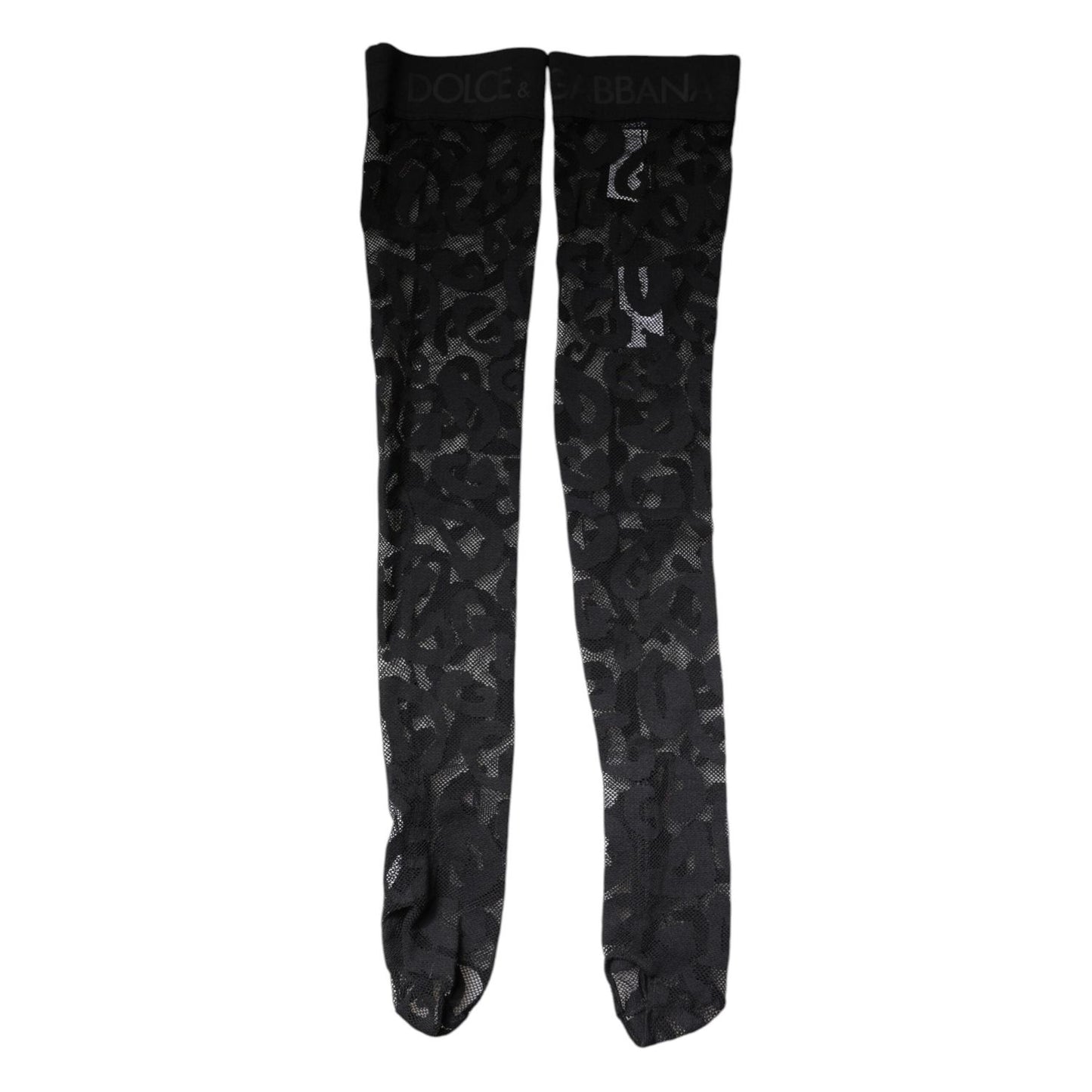 Dolce & Gabbana Black Floral Lace Cotton Stretch Stockings Socks SCS2261-S