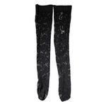 Dolce & Gabbana Black Floral Lace Cotton Stretch Stockings Socks SCS2261-S