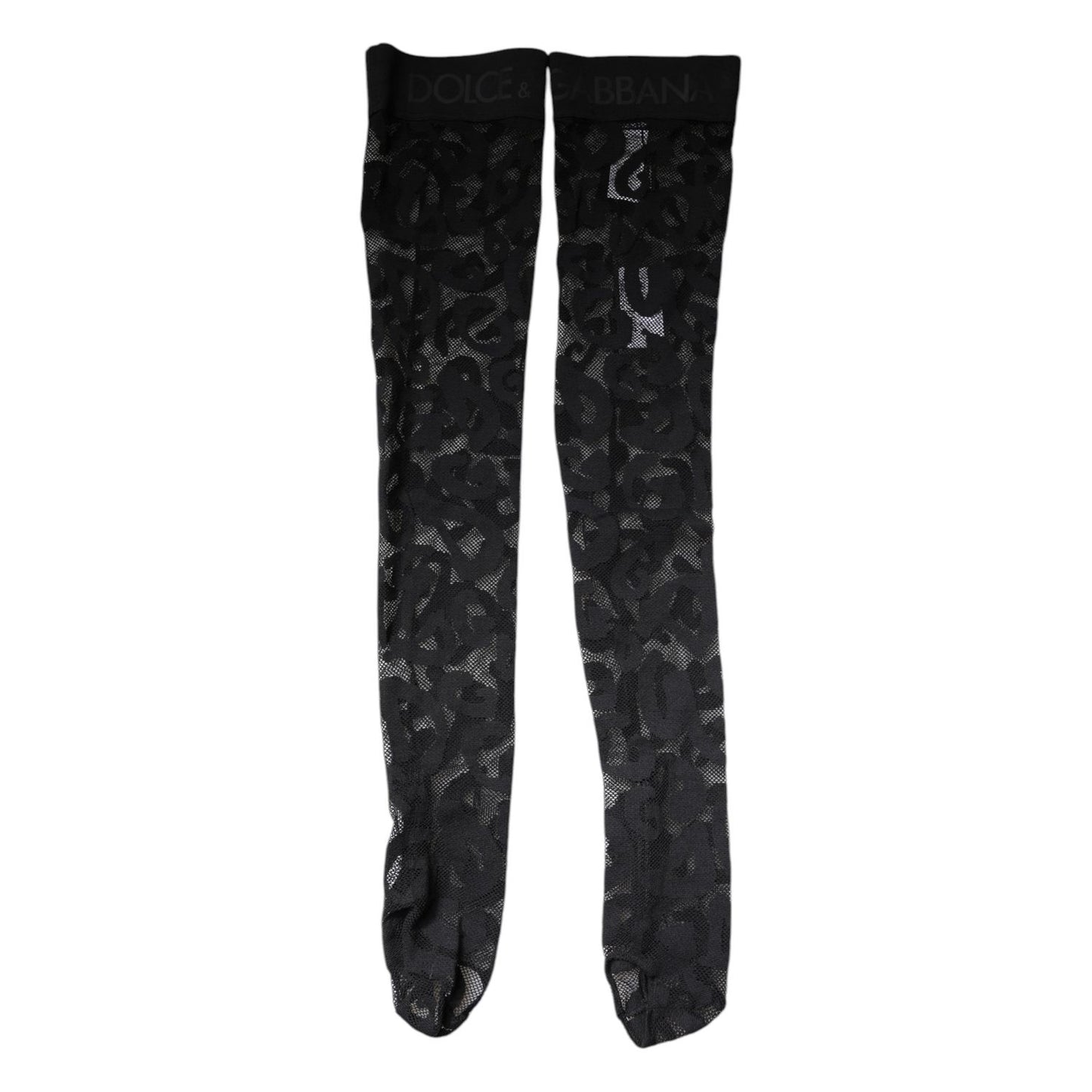 Dolce & Gabbana Black Floral Lace Cotton Stretch Stockings Socks SCS2261-S