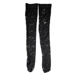 Dolce & Gabbana Black Floral Lace Cotton Stretch Stockings Socks SCS2261-S