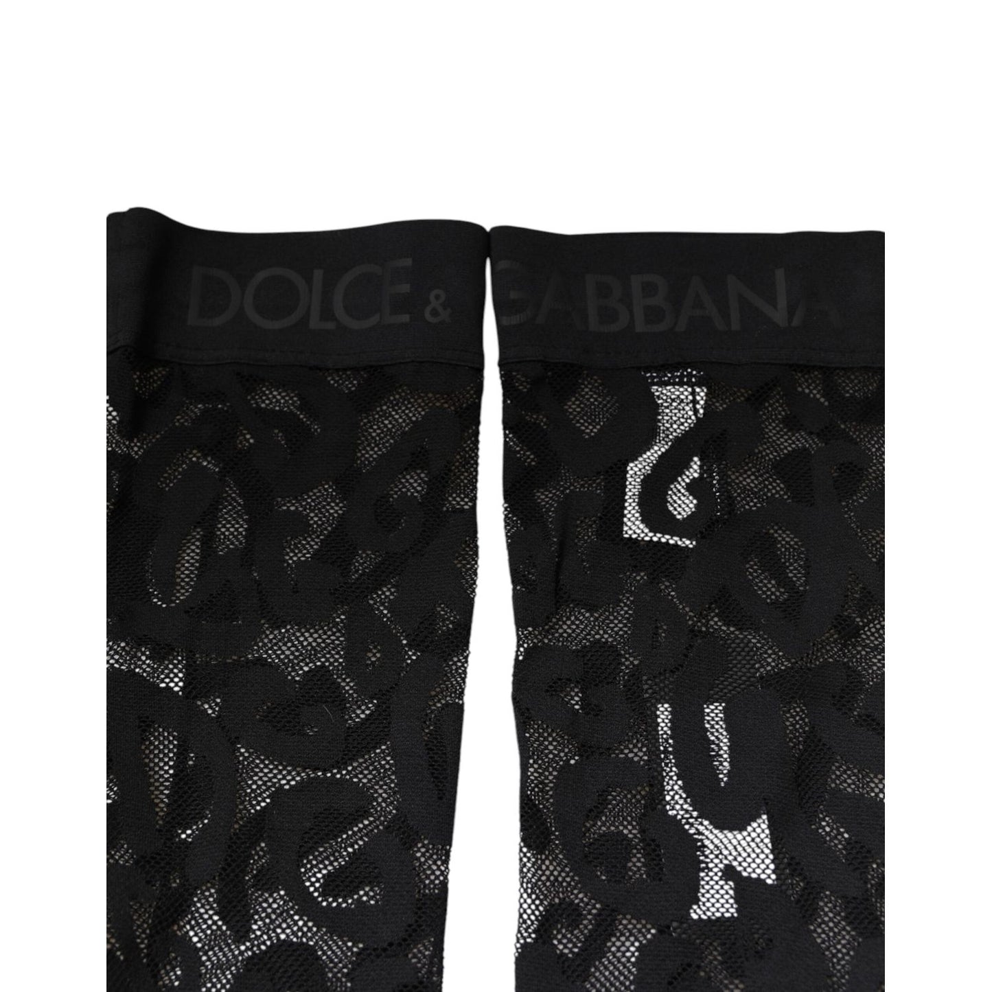 Dolce & Gabbana Black Floral Lace Cotton Stretch Stockings Socks SCS2261-S