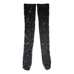 Dolce & Gabbana Black Floral Lace Cotton Stretch Stockings Socks SCS2261-S