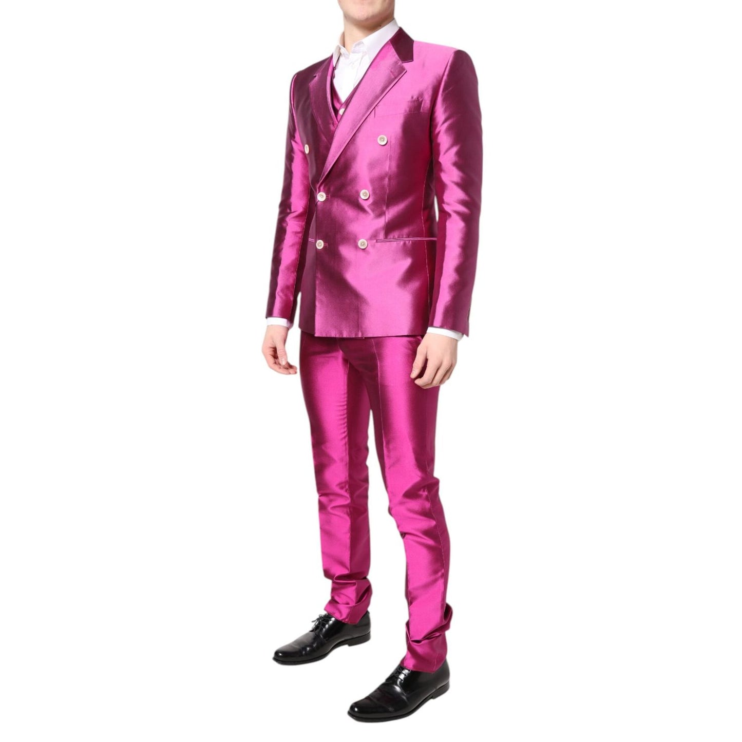 Dolce & Gabbana Pink SICILIA Double Breasted 3 Piece Suit KOS2224-46