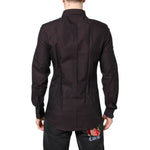 Dolce & Gabbana Maroon Jacquard Cotton GOLD Men Dress Shirt TSH87751-37