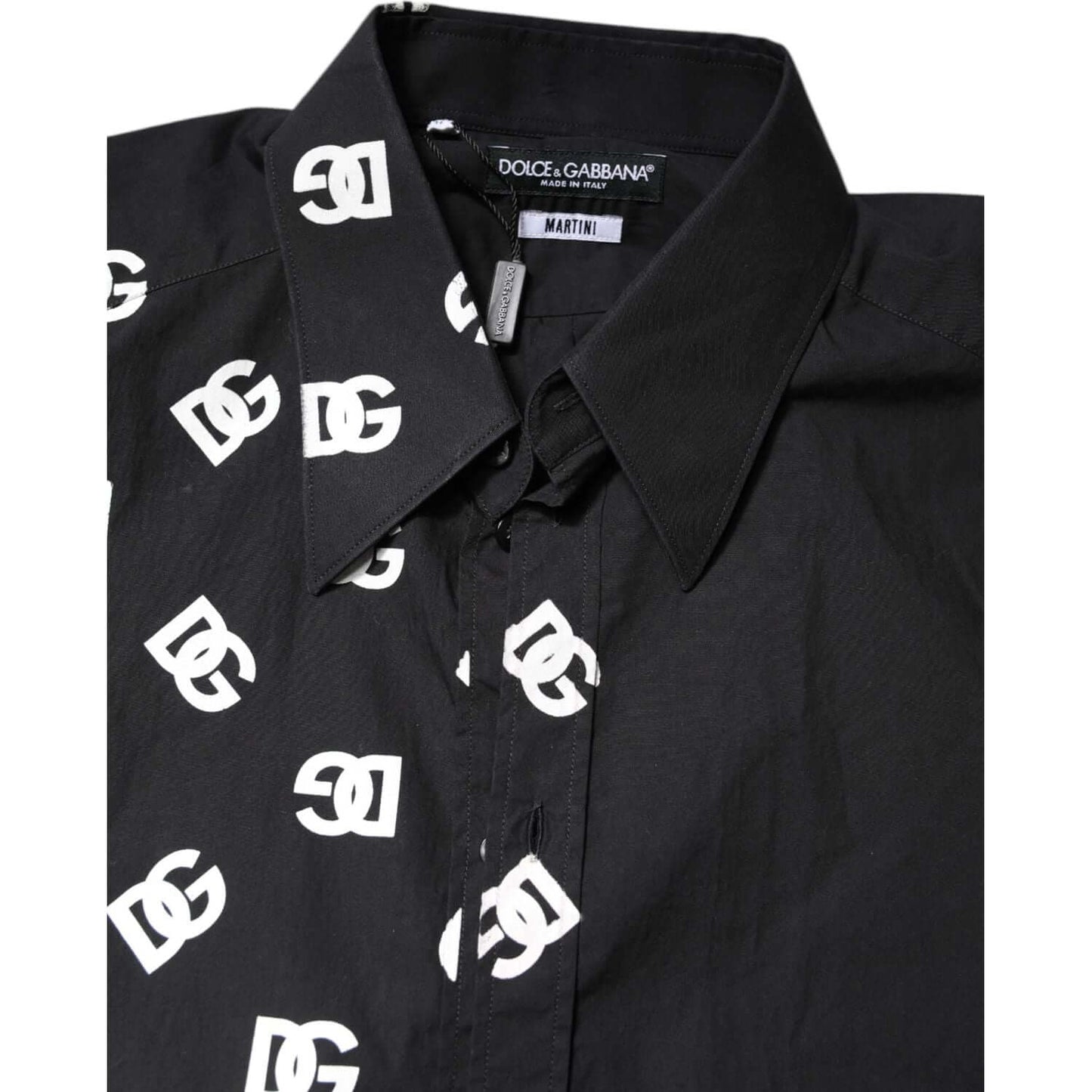 Dolce & Gabbana Black DG Logo Cotton MARTINI Dress Shirt TSH87766-44