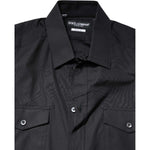 Dolce & Gabbana Black Short Sleeves Cotton GOLD Casual Shirt TSH87829-39