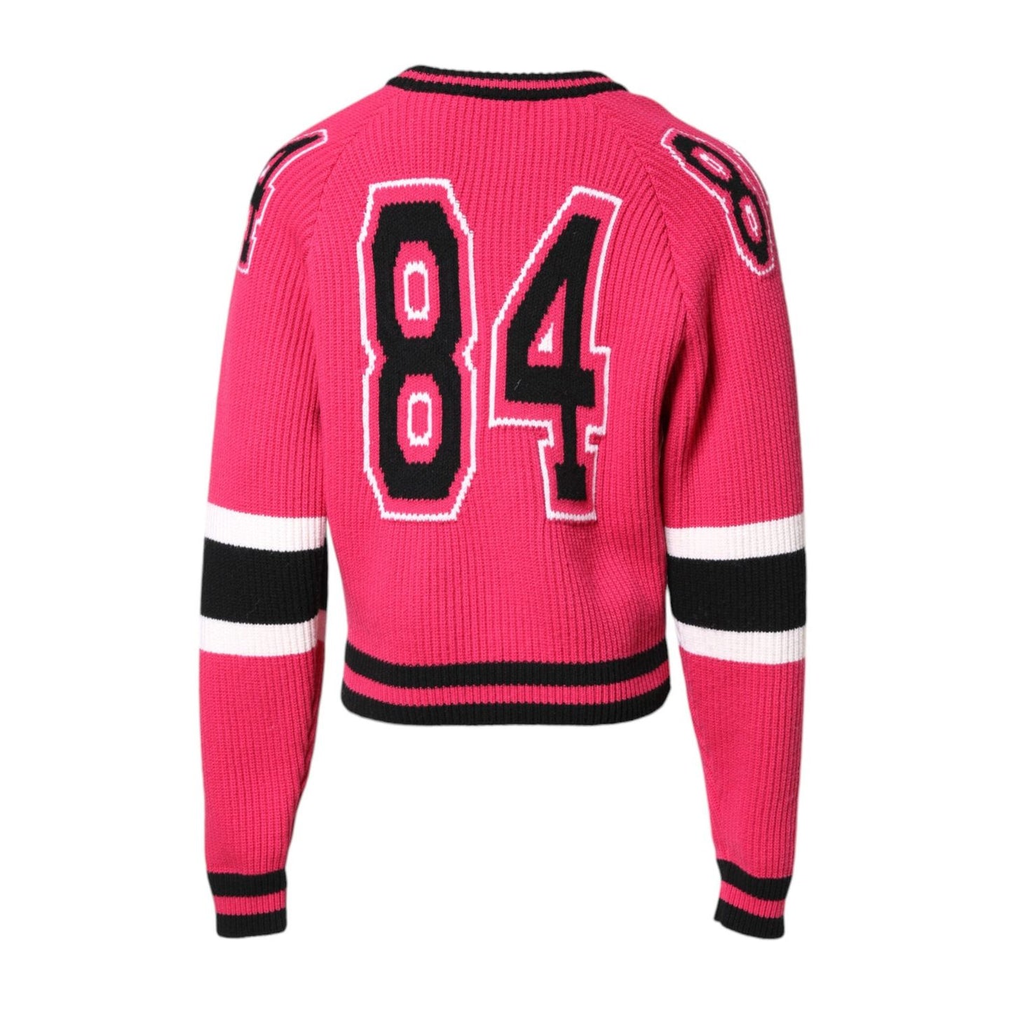 Dolce & Gabbana Pink Cotton Logo Print Knit Pullover Sweater TSH90253-48