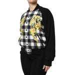 Dolce & Gabbana Black White Check Floral Button Down Jacket JKT41445-36