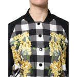 Dolce & Gabbana Black White Check Floral Button Down Jacket JKT41445-36
