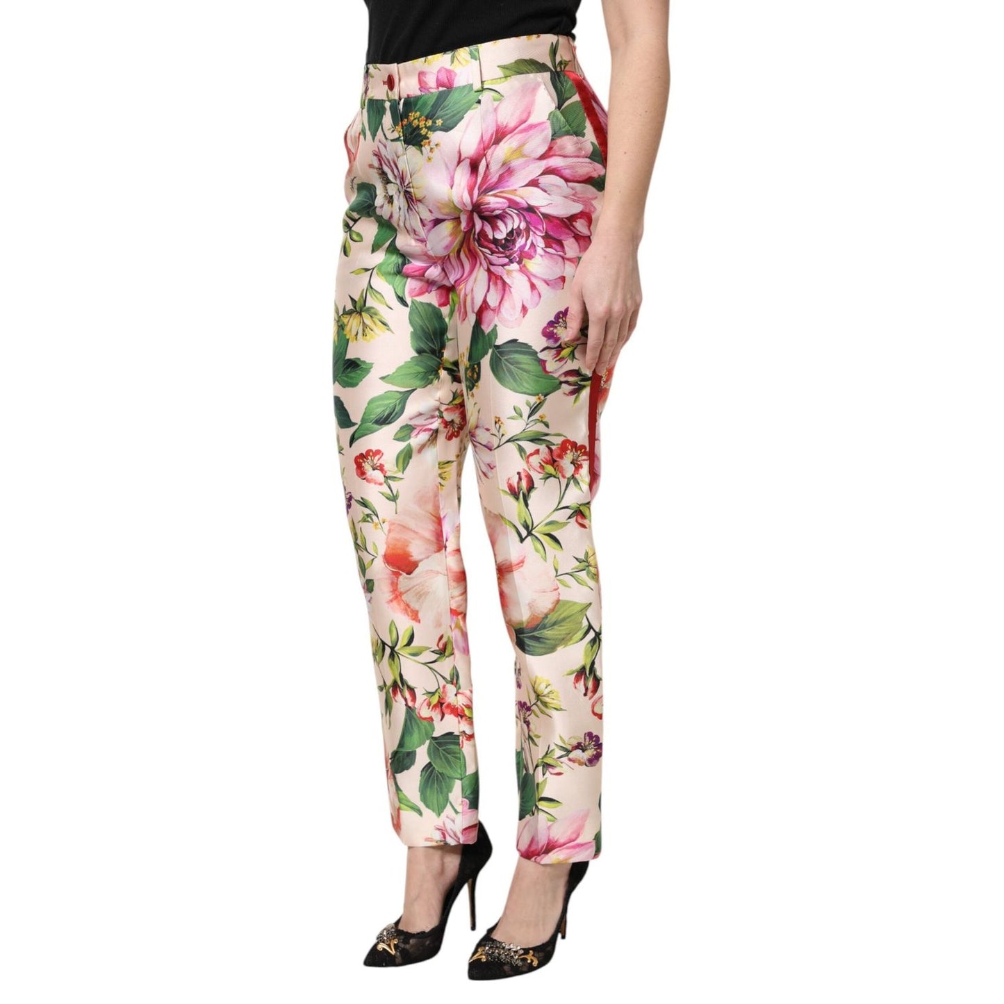 Dolce & Gabbana Multicolor Floral High Waist Straight Pants PAN76312-36