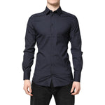 Dolce & Gabbana Dark Blue GOLD Cotton Dress Formal Shirt TSH87813-37