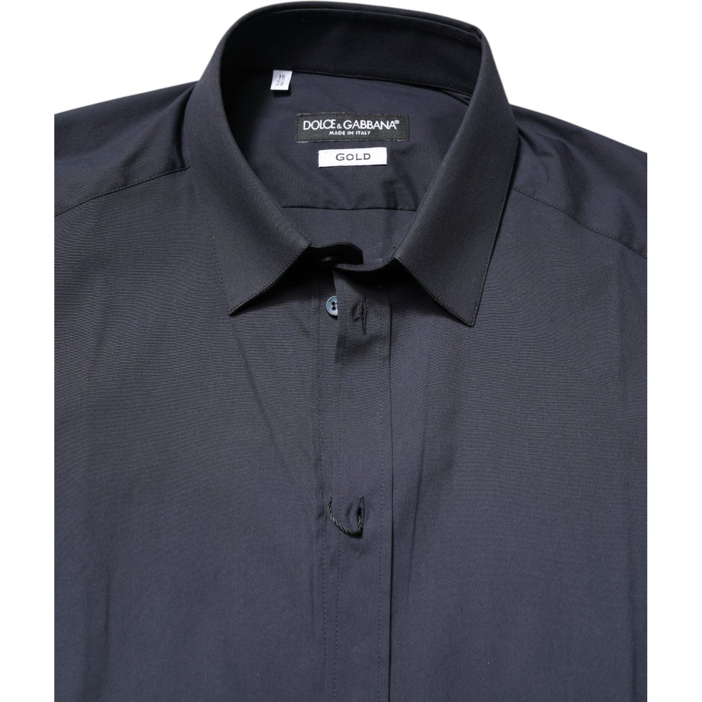 Dolce & Gabbana Dark Blue GOLD Cotton Dress Formal Shirt TSH87813-37