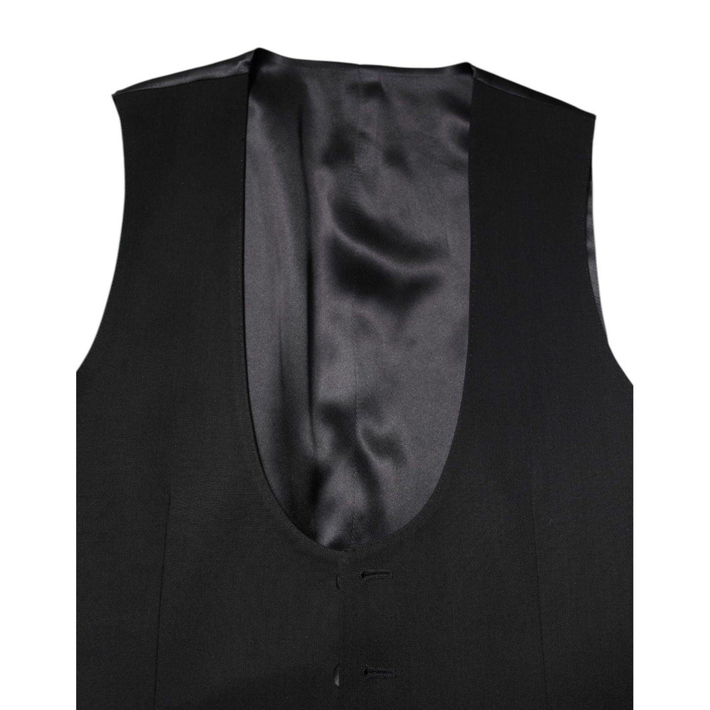 Dolce & Gabbana Black Wool Waistcoat Dress Formal Vest TSH87203-46