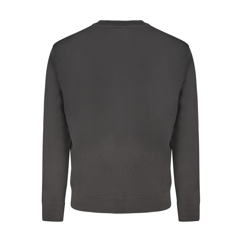 Back view of Hugo Boss Black Cotton Men Sweater showcasing sleek design and brushed texture.