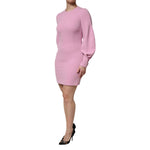 Dolce & Gabbana Pink Polyester Long Sleeves Sheath Mini Dress