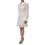 Dolce & Gabbana White Floral Lace Long Sleeves A-line Dress DR81499-42